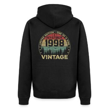 Novembre 1998 Cadeau Vintage - Né en Novembre 1998 - Veste à capuche bio Premium Unisexe - noir - Dos - Nico (187cm)