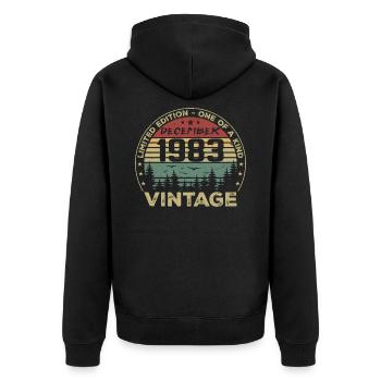 Cadeau D'anniversaire Décembre 1983 Vintage Rétro - Veste à capuche bio Premium Unisexe - noir - Dos - Nico (187cm)
