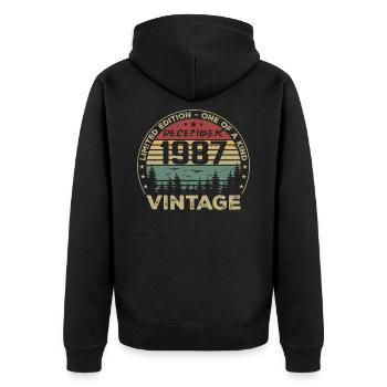 Cadeau D'anniversaire Décembre 1987 Vintage Rétro - Veste à capuche bio Premium Unisexe - noir - Dos - Nico (187cm)