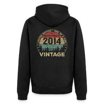 Cadeau D'anniversaire Décembre 2014 Vintage Rétro - Veste à capuche bio Premium Unisexe - noir - Dos - Nico (187cm)