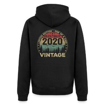 December 2020 Retro Vintage Birthday Gift - Unisex Premium Organic Zip Hoodie - black - Back - Nico (187cm)