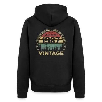 Vintage Janvier 1987 Anniversaire Janvier 1987 - Veste à capuche bio Premium Unisexe - noir - Dos - Nico (187cm)