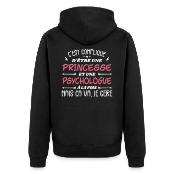 C'est compliqué d'être Une Princesse Psychologue - Veste à capuche bio Premium Unisexe - noir - Dos - Nico (187cm)