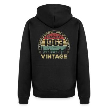 Cadeau Vintage Février 1963 Rétro Février 1963 - Veste à capuche bio Premium Unisexe - noir - Dos - Nico (187cm)