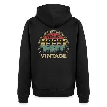 Rétro Février 1993 Cadeau Vintage Février 1993 - Veste à capuche bio Premium Unisexe - noir - Dos - Nico (187cm)
