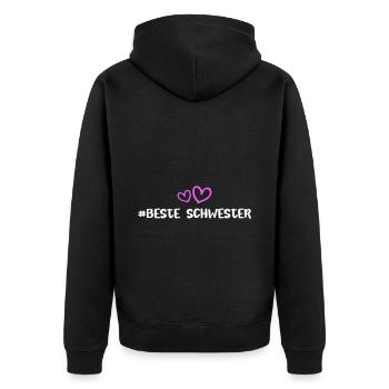 Beste Schwester Herz Liebe - Unisex Premium Bio Zip Hoodie - Schwarz - Hinten - Nico (187cm)