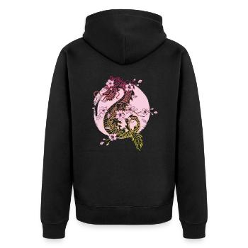 Japanese Dragon Cherry Blossoms Sakura Dragon - Unisex Premium Organic Zip Hoodie - black - Back - Nico (187cm)