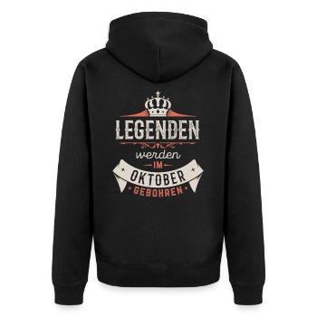 Legenden werden im Oktober gebohren - Unisex Premium Bio Zip Hoodie - Schwarz - Hinten - Nico (187cm)