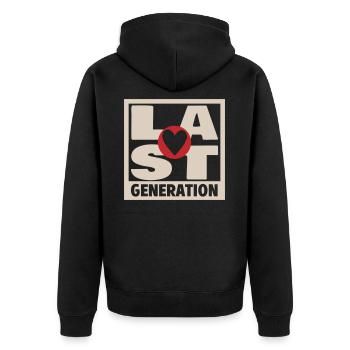 Last generation | Colors can be changed - Unisex Premium Organic Zip Hoodie - black - Back - Nico (187cm)