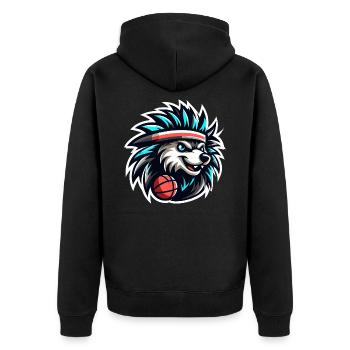 Porcupine Basketball Team - Unisex Premium Organic Zip Hoodie - black - Back - Nico (187cm)