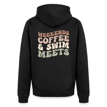 Weekends Coffee And Swim Meets - Coffee Lover - Veste à capuche bio Premium Unisexe - noir - Dos - Nico (187cm)