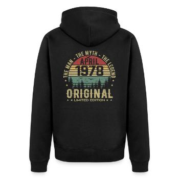 April 1978. 47th Anniversary Gift April 1978 - Unisex Premium Organic Zip Hoodie - black - Back - Nico (187cm)