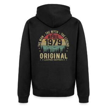 April 1979. 46th Anniversary Gift April 1979 - Unisex Premium Organic Zip Hoodie - black - Back - Nico (187cm)