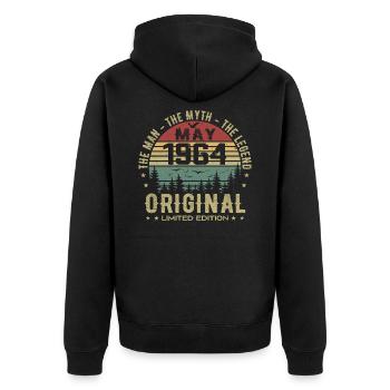 Mai 1964 Geschenk zum 61. Jahrestag Mai 1964 Mai 1964 - Unisex Premium Bio Zip Hoodie - Schwarz - Hinten - Nico (187cm)