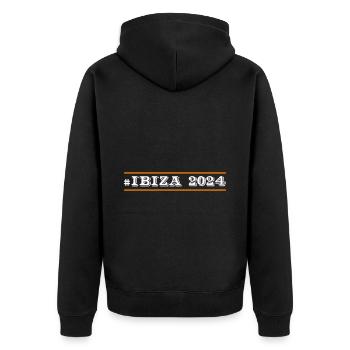Ibiza 2024 - Unisex Premium Bio Zip Hoodie - Schwarz - Hinten - Nico (187cm)
