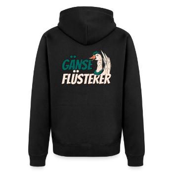 Gans Gänse Flüsterer Bauernhof Geschenk - Unisex Premium Bio Zip Hoodie - Schwarz - Hinten - Nico (187cm)