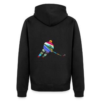 Eiskockey, Hockey, Graffi, bunt - Unisex Premium Organic Zip Hoodie - black - Back - Nico (187cm)