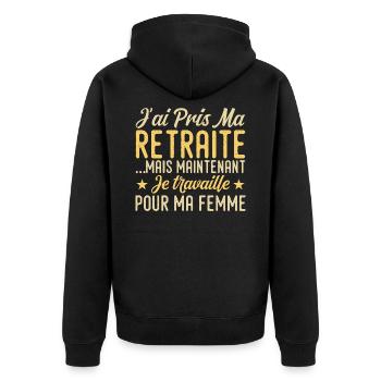 I retired, I work for my wife - Unisex Premium Organic Zip Hoodie - black - Back - Nico (187cm)