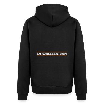 Marbella 2024 - Unisex Premium Organic Zip Hoodie - black - Back - Nico (187cm)
