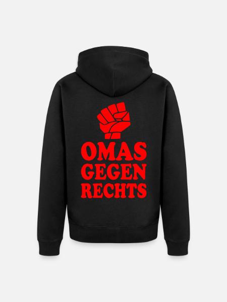 Omas gegen rechts - Unisex Premium Bio Zip Hoodie - Schwarz