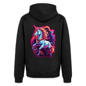 Einhorn - Unisex Premium Bio Zip Hoodie - Schwarz - Hinten - Nico (187cm)