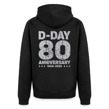 D-Day - Unisex Premium Organic Zip Hoodie - black - Back - Nico (187cm)