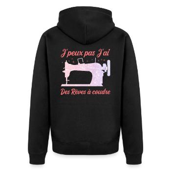 I can't I have dreams to sew humor - Unisex Premium Organic Zip Hoodie - black - Back - Nico (187cm)