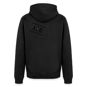 A & O - Unisex Premium Organic Zip Hoodie - black - Back - Nico (187cm)