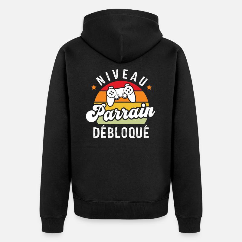 Niveau tonton débloqué, naissance neveu - Veste à capuche bio Premium Unisexe - noir