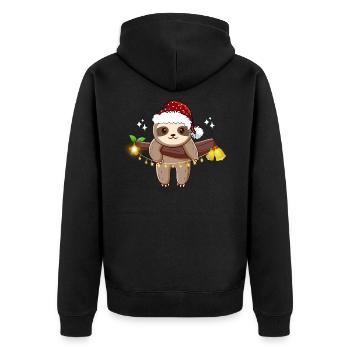 Drôle de Noël paresseux. Paresseux de Noël - Veste à capuche bio Premium Unisexe - noir - Dos - Nico (187cm)