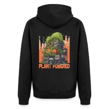 Plant Powered - Manga Style Gemüsekraftwerk, Vegan - Unisex Premium Bio Zip Hoodie - Schwarz - Hinten - Nico (187cm)