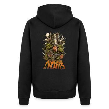 Powered by Plants, Manga Gemüsekraftwerk, Vegan - Unisex Premium Bio Zip Hoodie - Schwarz - Hinten - Nico (187cm)