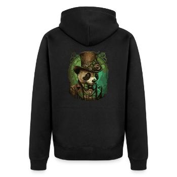 Steampunk Panda Bear - Unisex Premium Organic Zip Hoodie - black - Back - Nico (187cm)