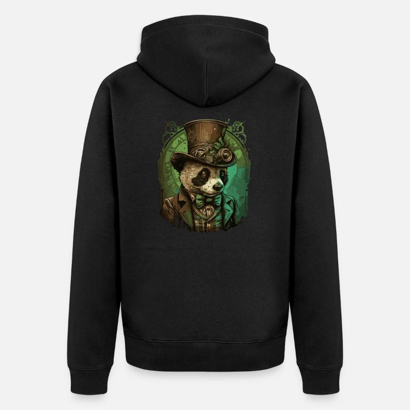Steampunk Panda Ours - Veste à capuche bio Premium Unisexe - noir