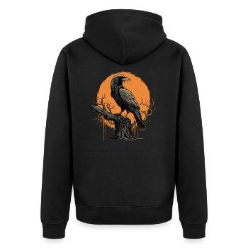 Raven - Unisex Premium Organic Zip Hoodie - black - Back - Nico (187cm)