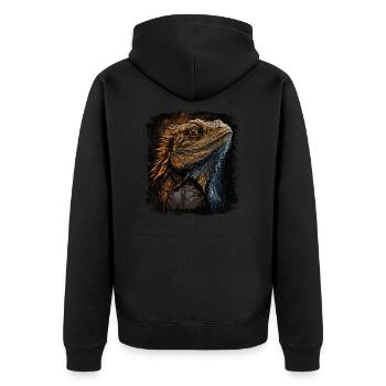 Bartagame Kleiner Drachen - Unisex Premium Bio Zip Hoodie - Schwarz - Hinten - Nico (187cm)