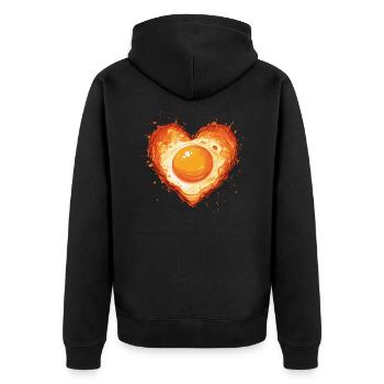 Spiegelei ist Liebe - Unisex Premium Bio Zip Hoodie - Schwarz - Hinten - Nico (187cm)