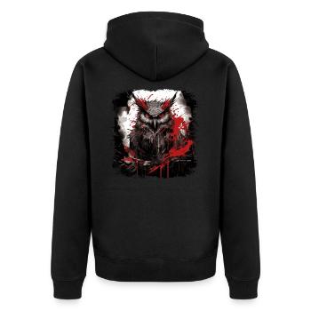 Gothic Eule - Unisex Premium Bio Zip Hoodie - Schwarz - Hinten - Nico (187cm)