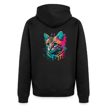 Cool Cat - Unisex Premium Organic Zip Hoodie - black - Back - Nico (187cm)