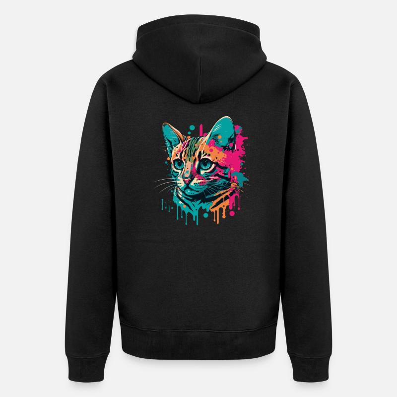 Chat cool - Veste à capuche bio Premium Unisexe - noir