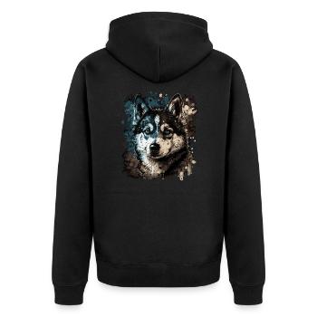 Husky Dog - Unisex Premium Bio Zip Hoodie - Schwarz - Hinten - Nico (187cm)