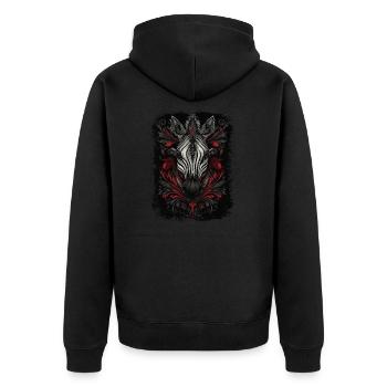 Zebra - Unisex Premium Bio Zip Hoodie - Schwarz - Hinten - Nico (187cm)
