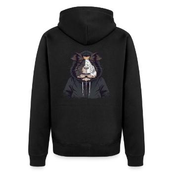 Cochon d’Inde Hip Hop Cool - Veste à capuche bio Premium Unisexe - noir - Dos - Nico (187cm)