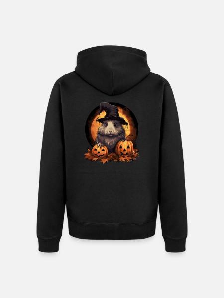 Halloween Meerschweinchen - Premium økologisk unisex-hættejakke - sort