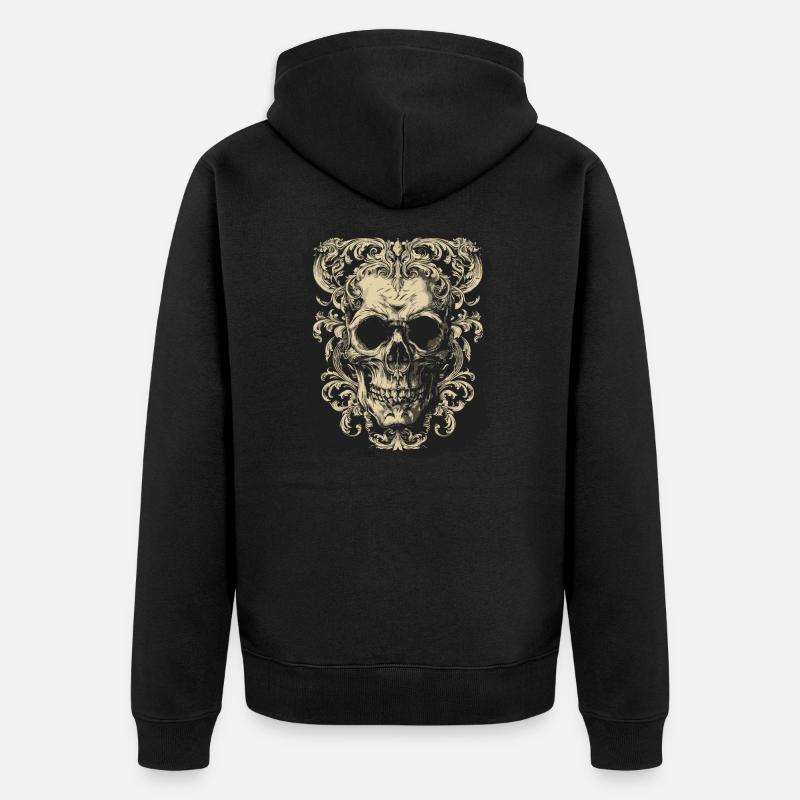 Gothic Schädel - Unisex Premium Bio Zip Hoodie - Schwarz