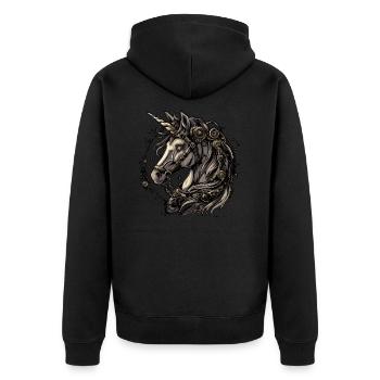 Licorne Steampunk - Veste à capuche bio Premium Unisexe - noir - Dos - Nico (187cm)