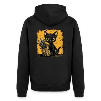 Ananas et chat - Veste à capuche bio Premium Unisexe - noir - Dos - Nico (187cm)