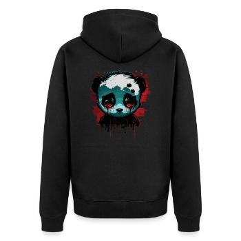 Trauriger niedlicher Panda - Unisex Premium Bio Zip Hoodie - Schwarz - Hinten - Nico (187cm)