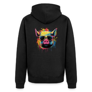 Porcelet drôle avec des lunettes de soleil - Veste à capuche bio Premium Unisexe - noir - Dos - Nico (187cm)
