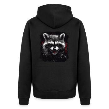Wütender Waschbär - Unisex Premium Bio Zip Hoodie - Schwarz - Hinten - Nico (187cm)